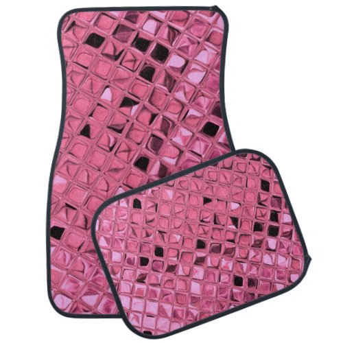 Shiny Metallic Pink Diamond Faux Serpentine Car Floor Mat