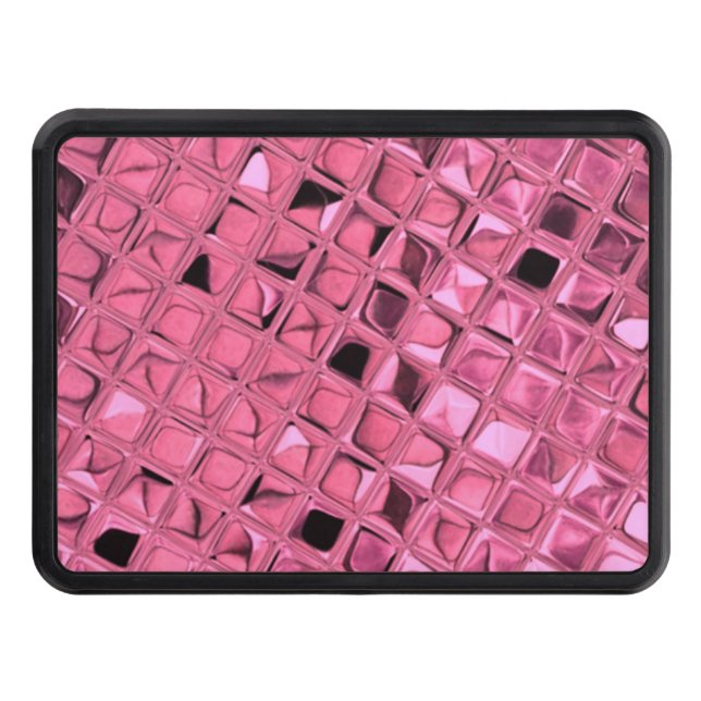 Shiny Metallic Pink Diamond Faux Serpentine Tow Hitch Cover (Front)