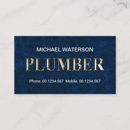 Shiny Metallic Plumber Signage Blue Water Grunge Business Card