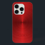 Shiny Metallic Red Design Stainless Steel Look iPhone 15 Pro Case<br><div class="desc">Shiny metallic red design stainless steel look. Customizable and optional monogram. This is an image of metallic background</div>