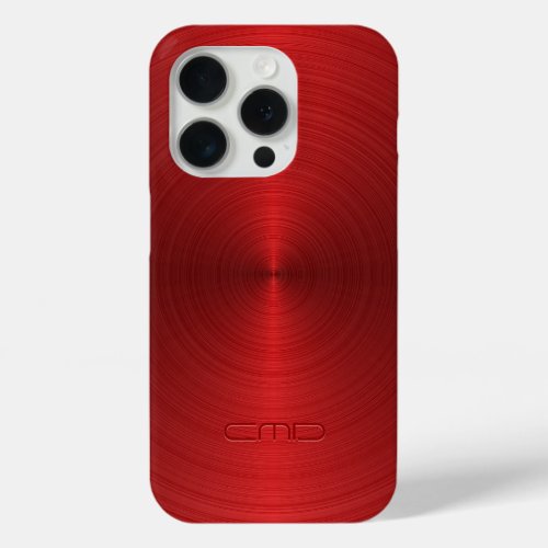 Shiny Metallic Red Design Stainless Steel Look iPhone 15 Pro Case