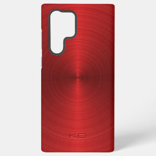 Shiny Metallic Red Texture Stainless Steel Look Samsung Galaxy S22 Ultra Case