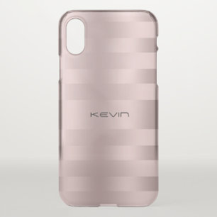Shiny Metallic Rose-gold Stripes Pattern iPhone X Case