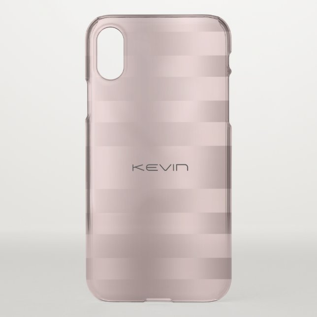 Shiny Metallic Rose-gold Stripes Pattern Uncommon iPhone Case (Back)