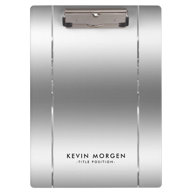 Shiny metallic Silver-Gray Background Clipboard (Front)