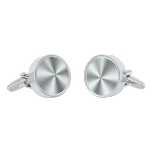 Shiny Metallic Silver_Gray Stainless Steel Silver Cufflinks