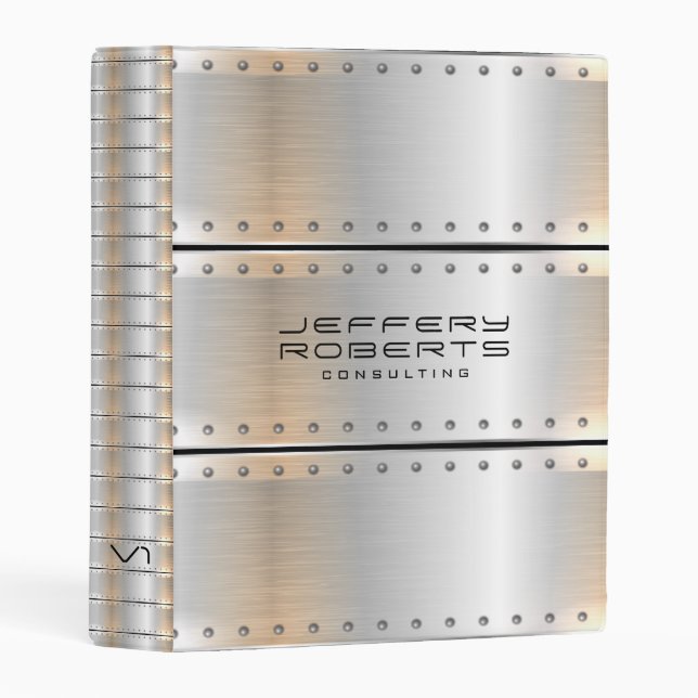 Shiny Metallic silver stripes Mini Binder (Front/Spine)