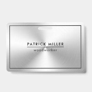 Shiny Metallic Silver Texture Black Accents Badge