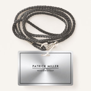 Shiny Metallic Silver Texture Black Accents Badge