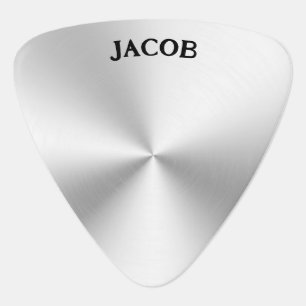 Shiny Metallic Silver Texture Black Monogram Guitar Pick