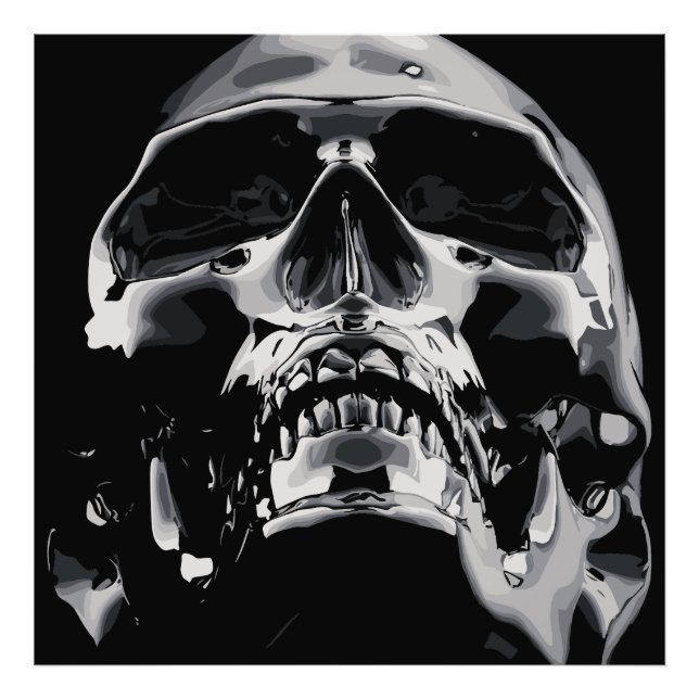 Shiny Metallic Skull Artwork Photo Print (Front)