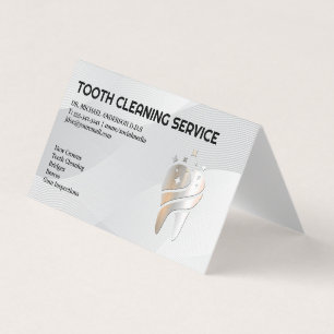 Shiny Metallic Tooth Logo   Dentistry Business Card