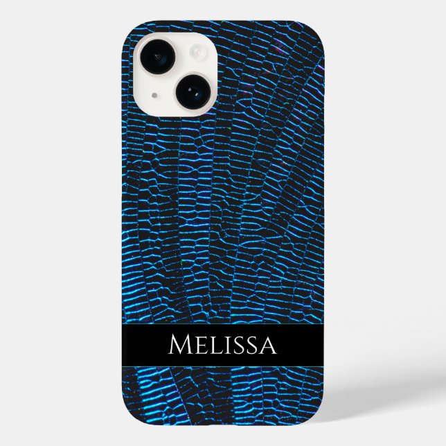Shiny metallic vibrant blue abstract Custom Name Case-Mate iPhone Case (Back)