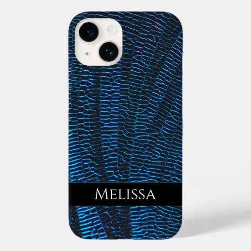 Shiny metallic vibrant blue abstract Your Name Case_Mate iPhone 14 Case