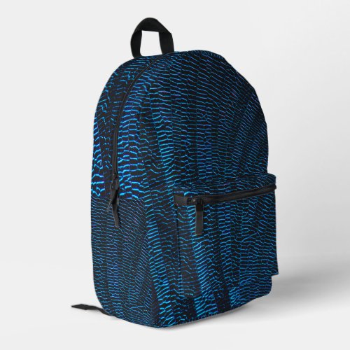 Shiny metallic vibrant blue geometric abstract printed backpack