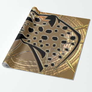 Shiny metallizer silver and black glass cheatha wrapping paper