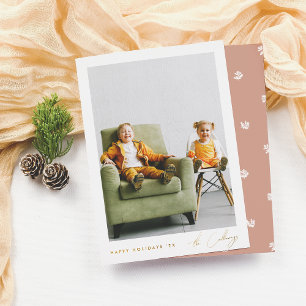 Shiny Minimalist Christmas Simple Script Photo Foil Holiday Card