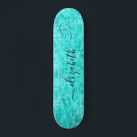 Shiny Mint Green Personalized Skateboard<br><div class="desc">Personalized girly skateboard featuring your first name in a trendy script against a shiny mint green background, </div>