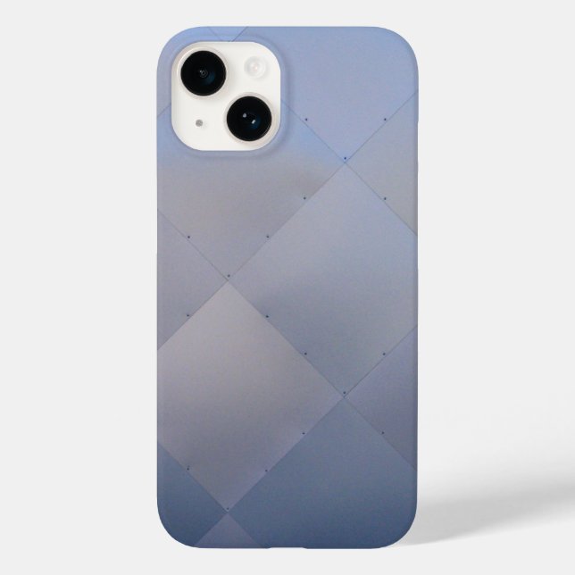 Shiny Modern Checkered Metal Blue Case-Mate iPhone Case (Back)