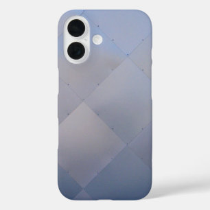Shiny Modern Checkered Metal Blue iPhone 16 Case