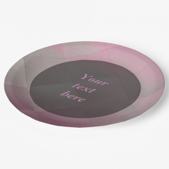 Shiny Modern Checkered Metal Pink any Text Paper Plates (Angled)