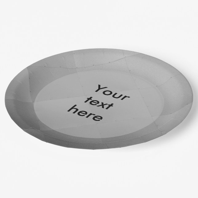 Shiny Modern Checkered Metal Silver any Text Paper Plates (Angled)
