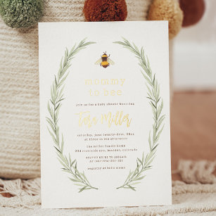 Shiny Mommy To Bee Cute Gender Neutral Baby Shower Foil Invitation