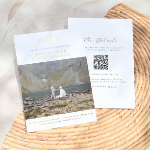 Shiny Monogram All In One QR Code Photo Wedding Foil Invitation