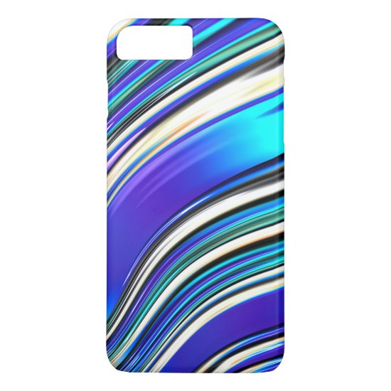 Shiny Ocean Blue Wave Striped Fractal Art iPhone 8 Plus/7 Plus Case