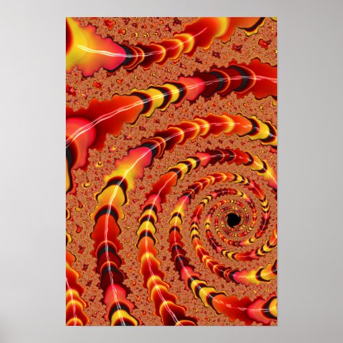 Shiny Orange and Yellow Spiral Arms Fractal Art Poster