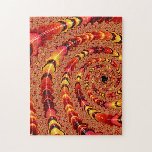 Shiny Orange and Yellow Spiral Fractal Abstract Jigsaw Puzzle