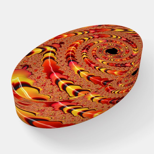 Shiny Orange and Yellow Spiral Tubes Fractal Art Paperweight (Angled)