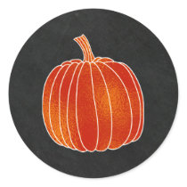 Shiny Orange Autumn Pumpkin Chalkboard Party Favor Classic Round Sticker