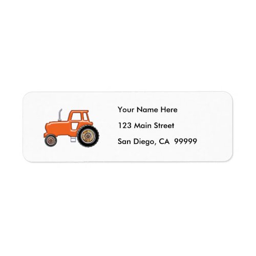 Shiny Orange Tractor Label