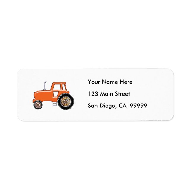 Shiny Orange Tractor Label (Front)