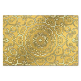 Shiny Ornate Oriental Arabesque Faux Gold Foil Tissue Paper