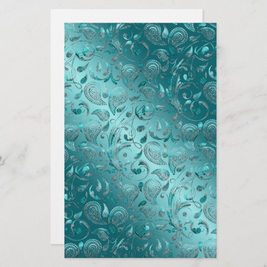 Shiny Paisley Turquoise (Front/Back)