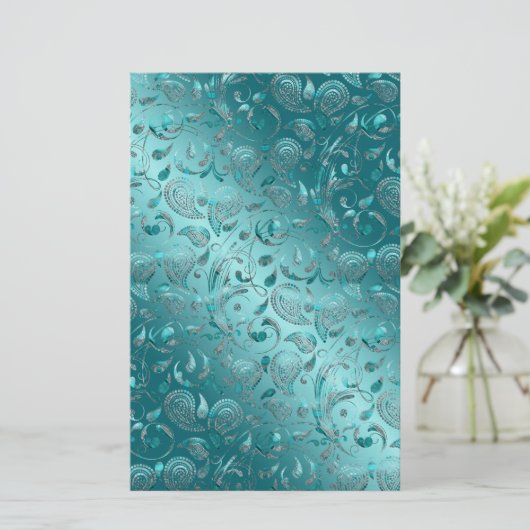 Shiny Paisley Turquoise (Standing Front)