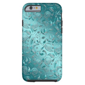 Shiny Paisley Turquoise Tough Iphone 6 Case by redletterdays at Zazzle