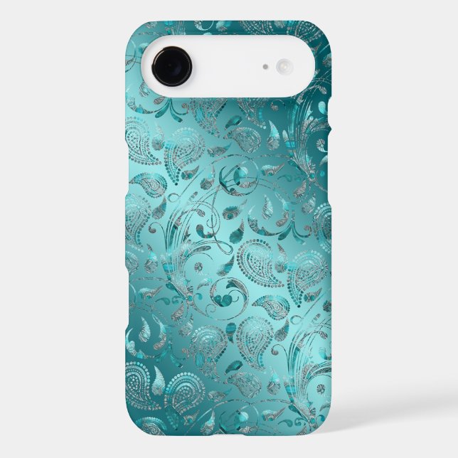 Shiny Paisley Turquoise Case-Mate iPhone Case (Back)