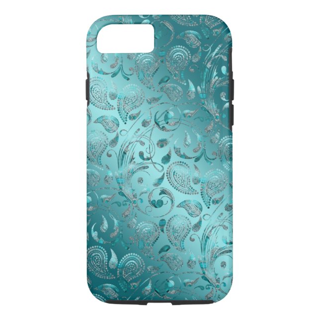 Shiny Paisley Turquoise Case-Mate iPhone Case (Back)