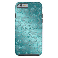 Shiny Paisley Turquoise Tough iPhone 6 Case