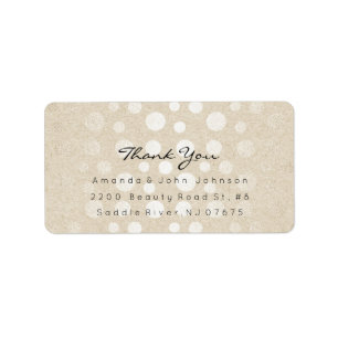 Shiny Pastel Dots Ivory Pearly Kraft Thank You Label
