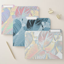 Shiny Pastel Leaves File Folders