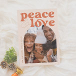 Shiny Peace Love Retro Groovy Arch Christmas Photo Foil Holiday Card<br><div class="desc">Add some shine to your Christmas cards with real gold, silver, or rose gold foil! This classic and timeless metallic style is sure to add another level to your cards. A fun and colorful Christmas Holiday Photo Foil Card design! This "Peace & Love Retro Groovy Arch Fun Christmas Photo Card"...</div>