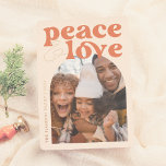 Shiny Peace Love Retro Groovy Arch Christmas Photo Foil Holiday Card<br><div class="desc">Add some shine to your Christmas cards with real gold, silver, or rose gold foil! This classic and timeless metallic style is sure to add another level to your cards. A fun and colorful Christmas Holiday Photo Foil Card design! This "Peace & Love Retro Groovy Arch Fun Christmas Photo Card"...</div>