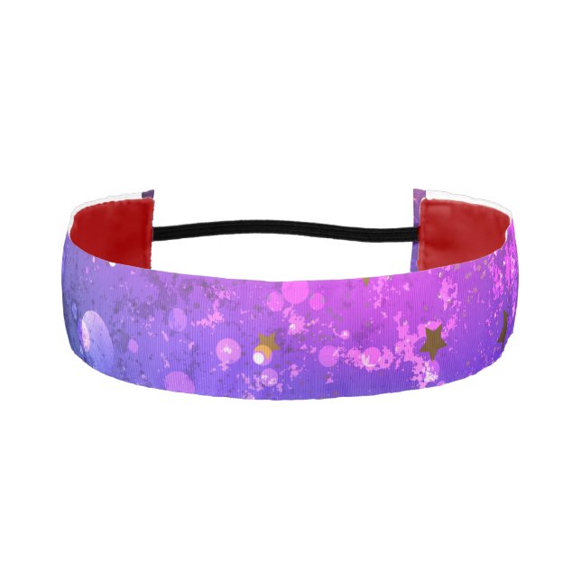 Shiny Pink Blue Background Athletic Headband (Front)