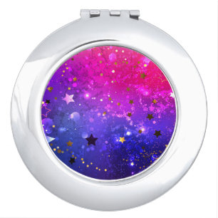 Shiny Pink Blue Background Compact Mirror