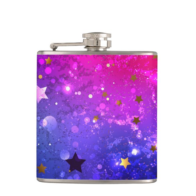 Shiny Pink Blue Background Flask (Front)