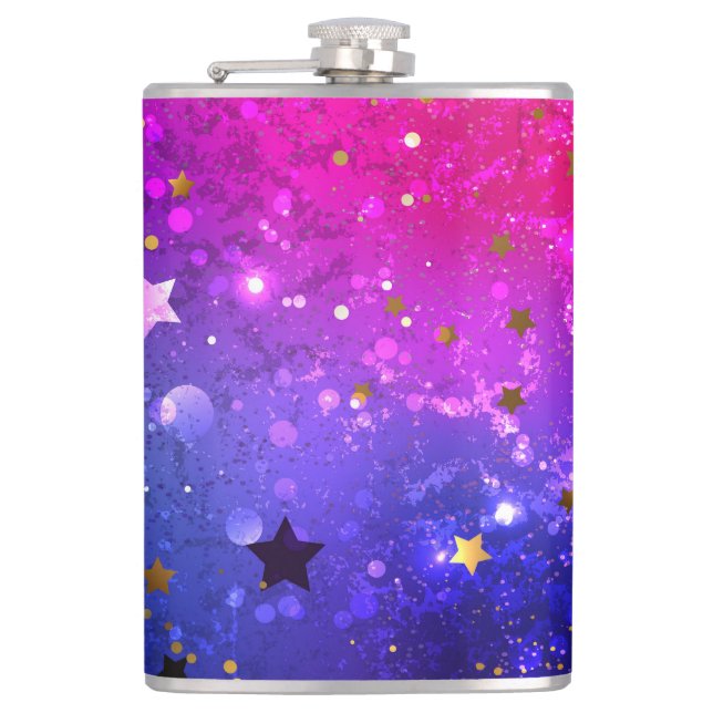 Shiny Pink Blue Background Flask (Front)